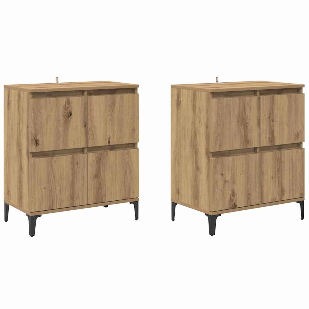 Buffets 2 pcs Chêne artisanal 60 x 35 x 70 cm Bois d'ingénierie - XIOS