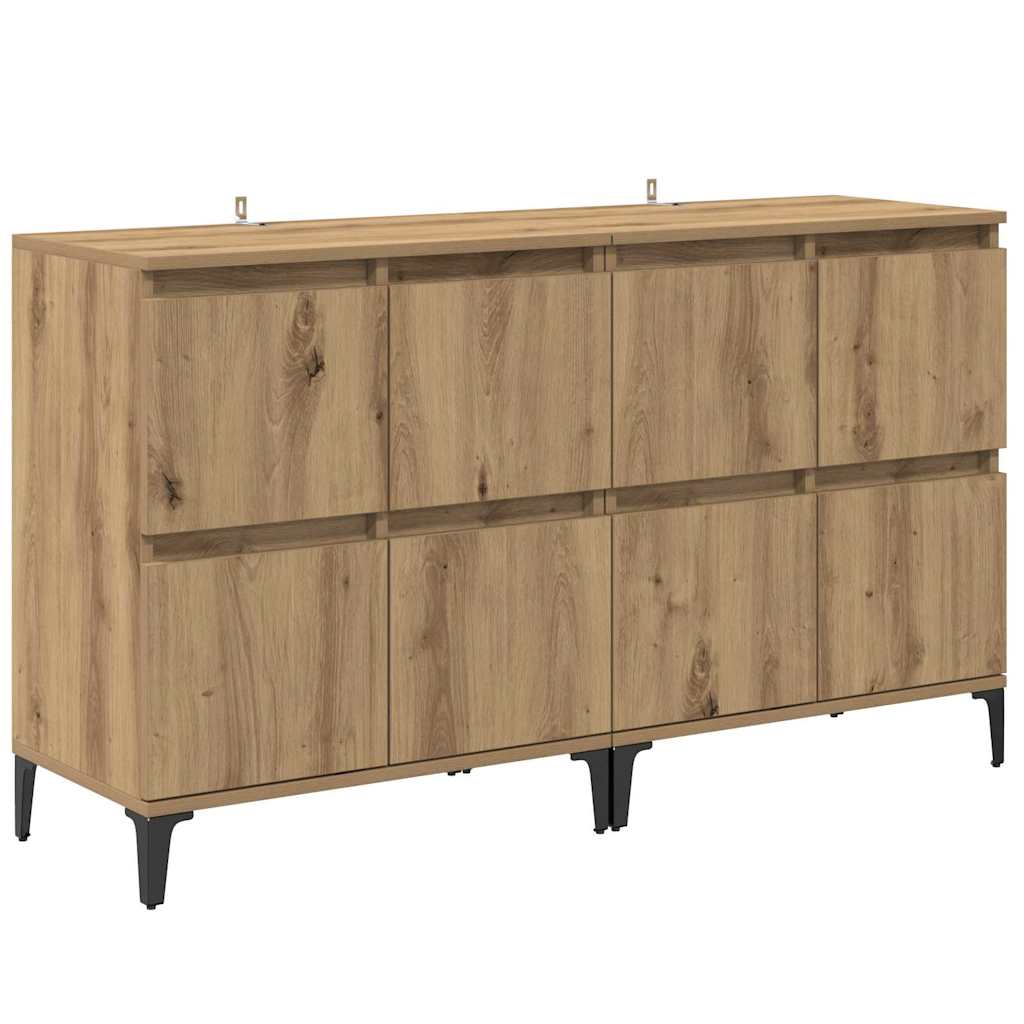 Buffets 2 pcs Chêne artisanal 60 x 35 x 70 cm Bois d'ingénierie - XIOS