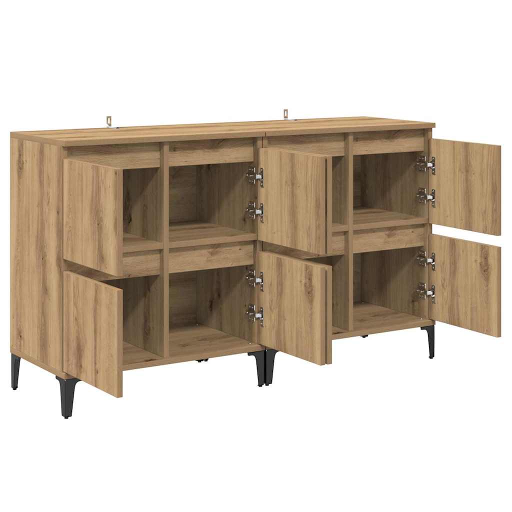 Buffets 2 pcs Chêne artisanal 60 x 35 x 70 cm Bois d'ingénierie - XIOS