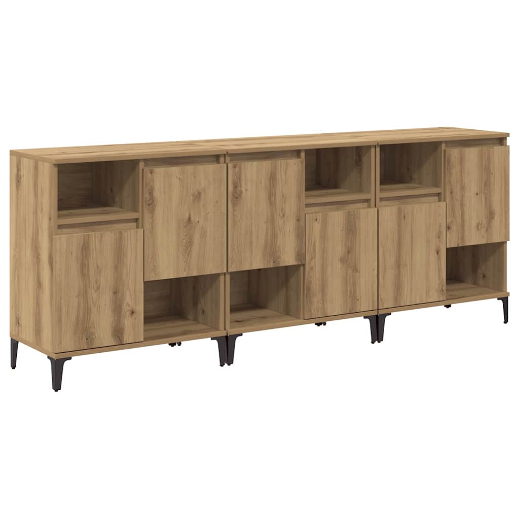 Buffets 3 pcs Chêne artisanal 60 x 35 x 70 cm Bois d'ingénierie - XIOS