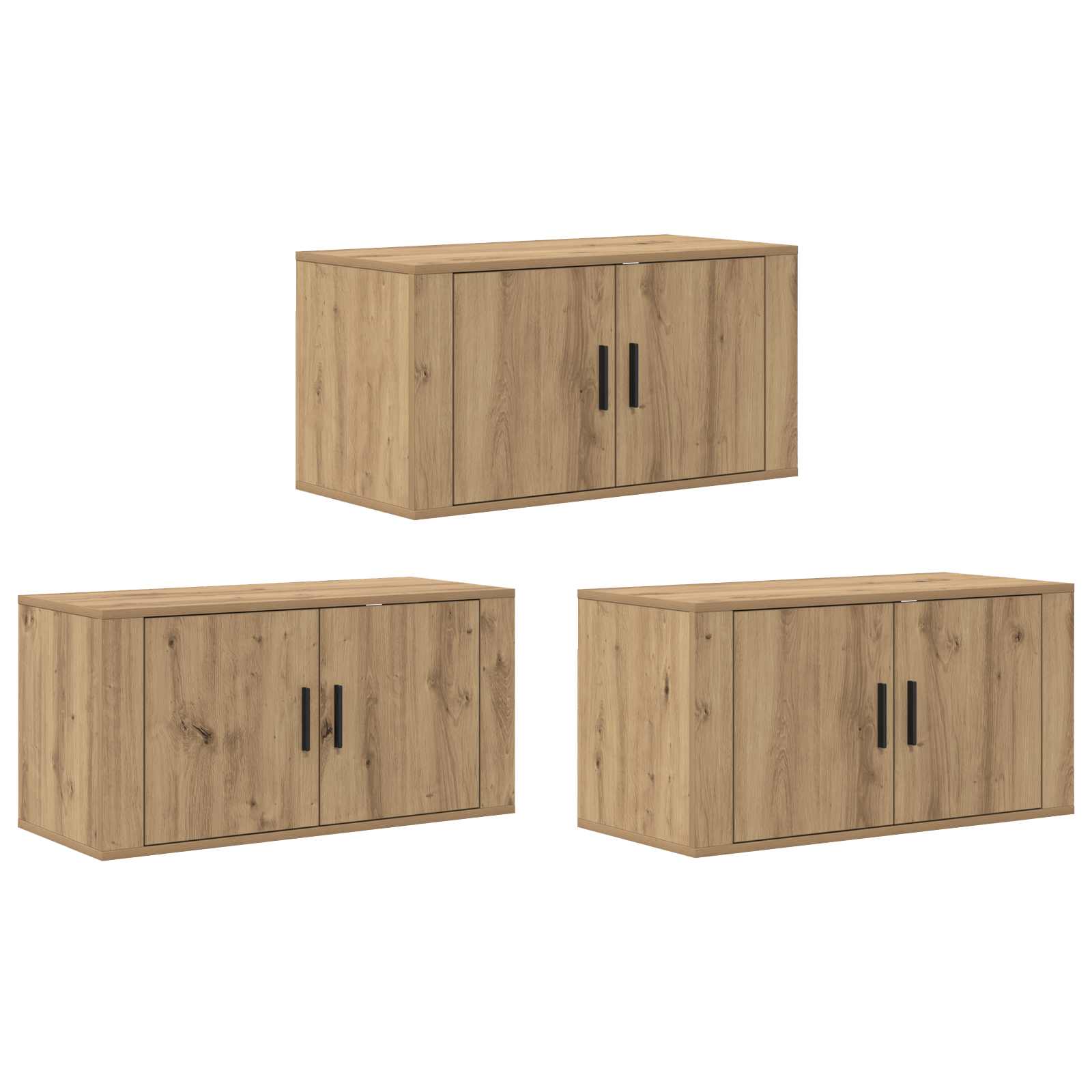 Ensemble de meuble TV mural 3 pc Chêne artisanal