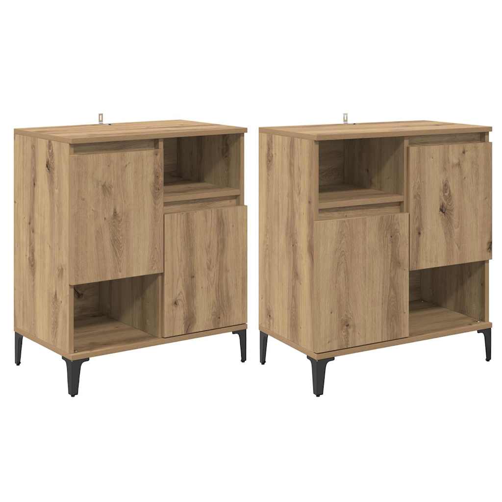 Buffets 2 pcs Chêne artisanal 60 x 35 x 70 cm Bois d'ingénierie - XIOS