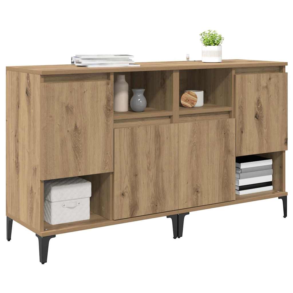 Buffets 2 pcs Chêne artisanal 60 x 35 x 70 cm Bois d'ingénierie - XIOS