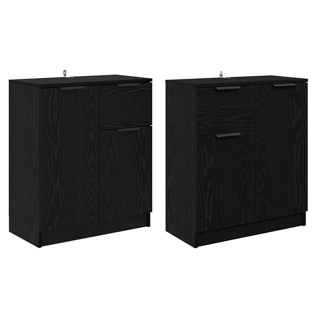 Buffets 2 pcs Chêne noir 60 x 30 x 70 cm Bois d'ingénierie - XIOS