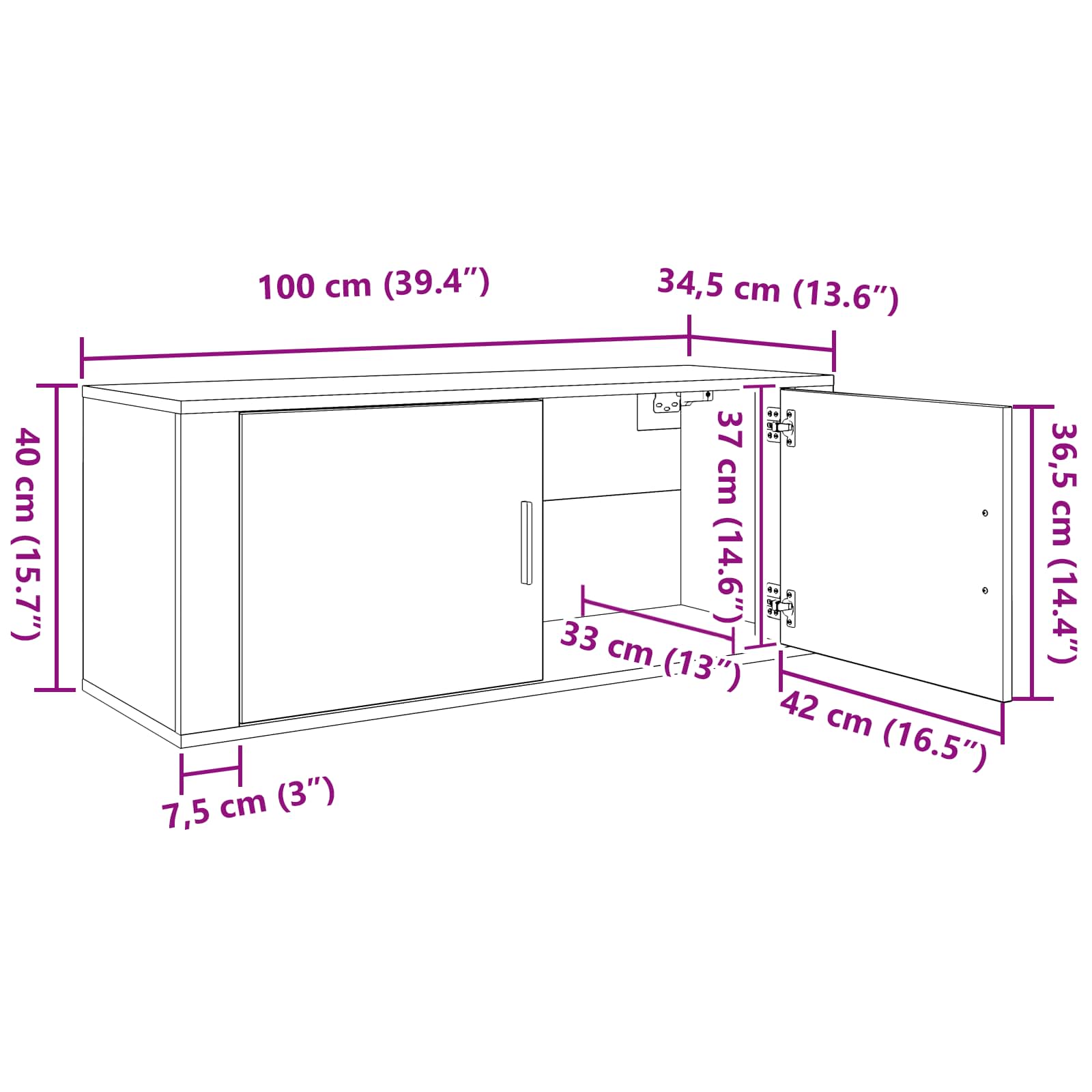 Ensemble de meuble TV mural 2 pcs Chêne noir 100 x 34,5 x 40 cm - XIOS