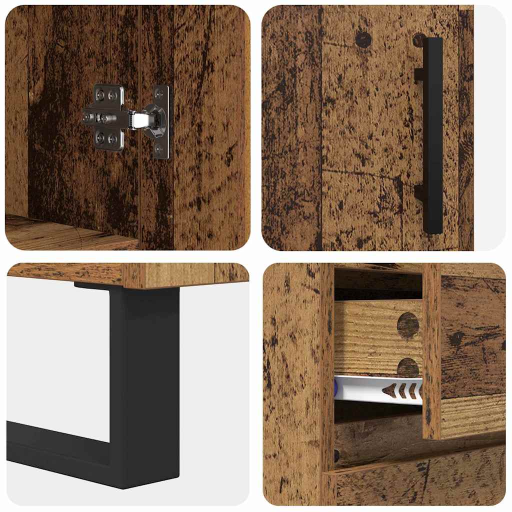 Haut Armoire 2 pcs Bois Ancien Bois Aggloméré et Verre - XIOS