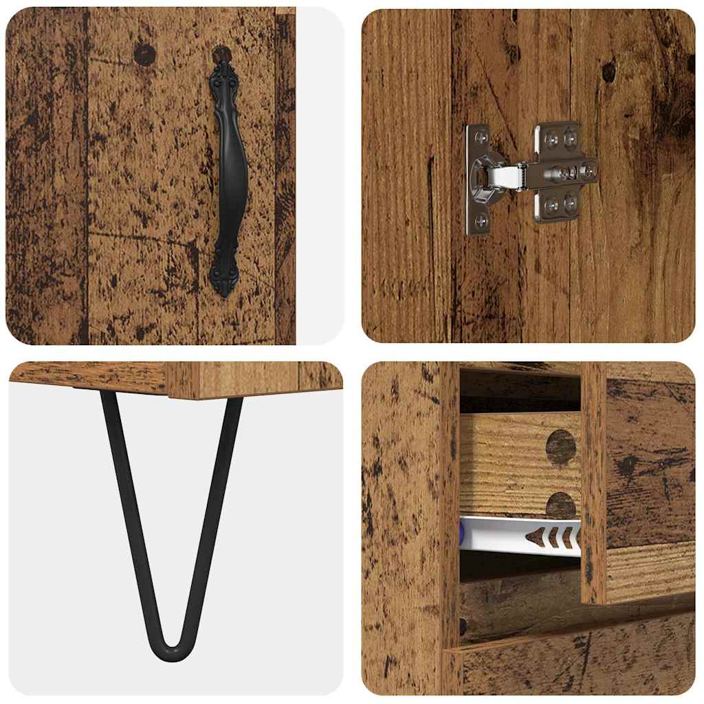 Haut Armoire 2 pcs Bois Ancien Bois Aggloméré et Verre - XIOS