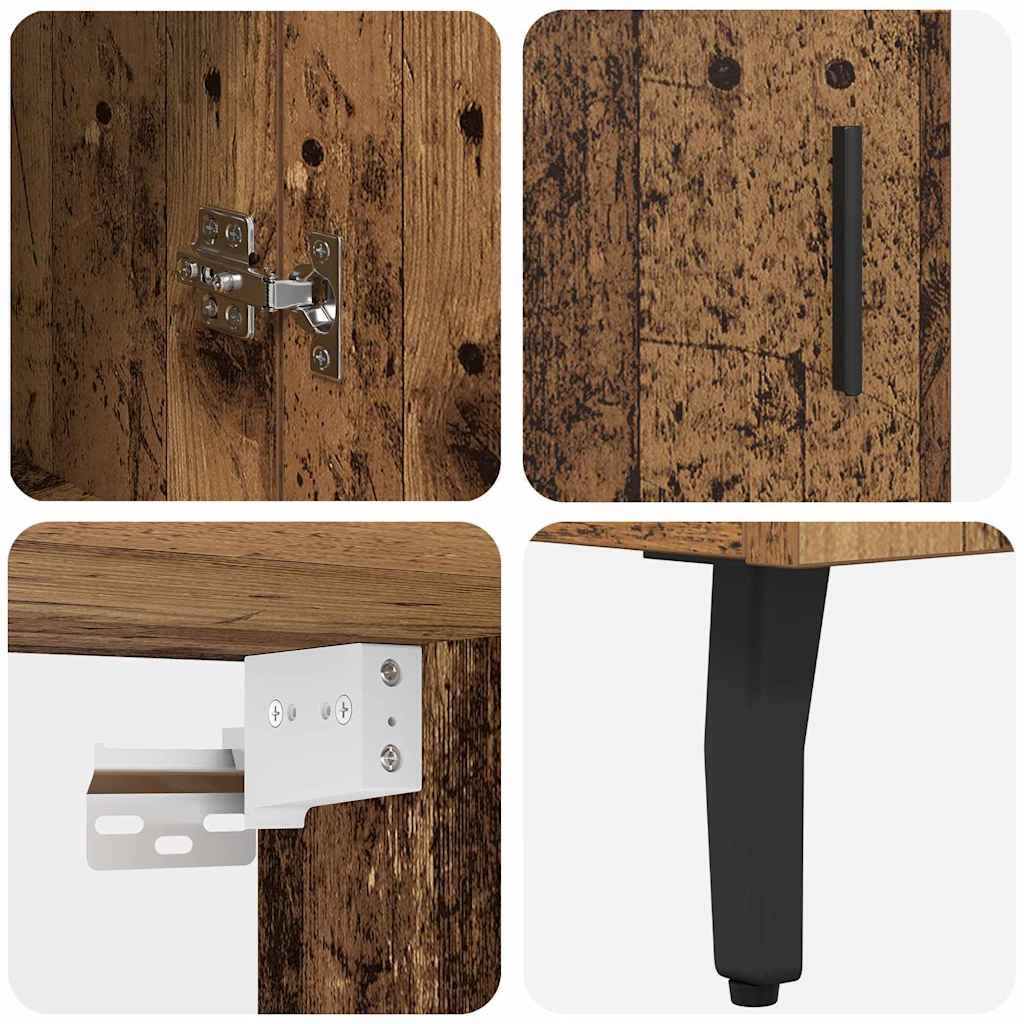 Haut Armoire 2 pcs Bois Ancien Bois Aggloméré et Verre - XIOS