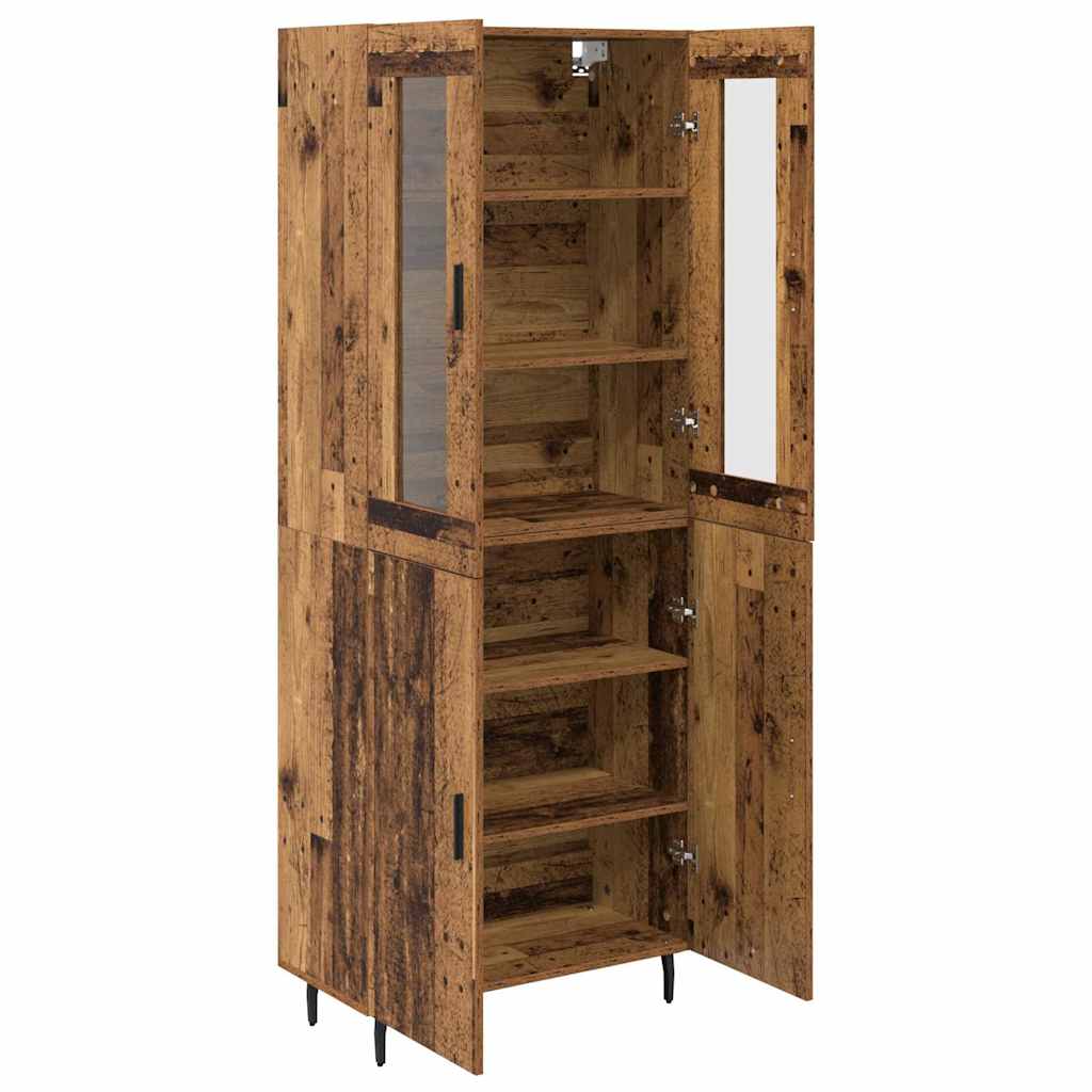 Haut Armoire 2 pcs Bois Ancien Bois Aggloméré et Verre - XIOS