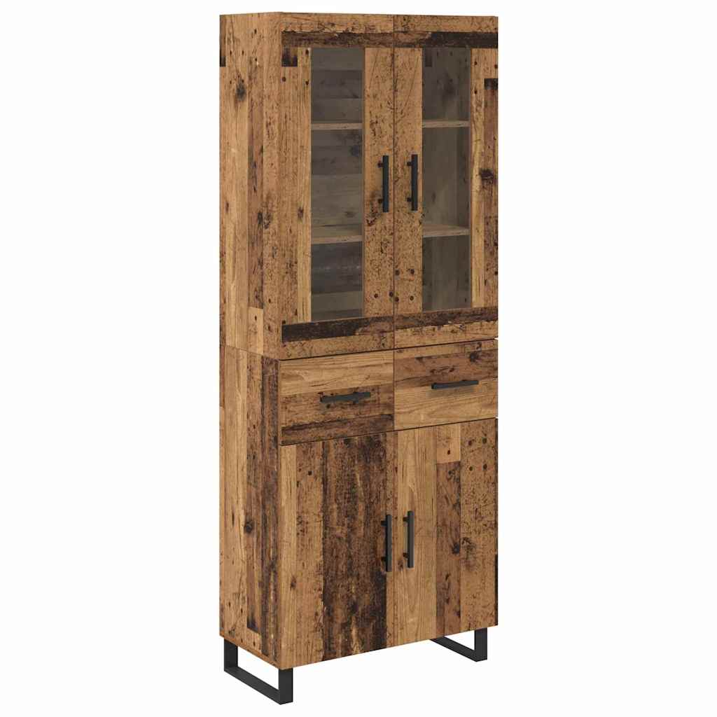 Haut Armoire 2 pcs Bois Ancien Bois Aggloméré et Verre - XIOS