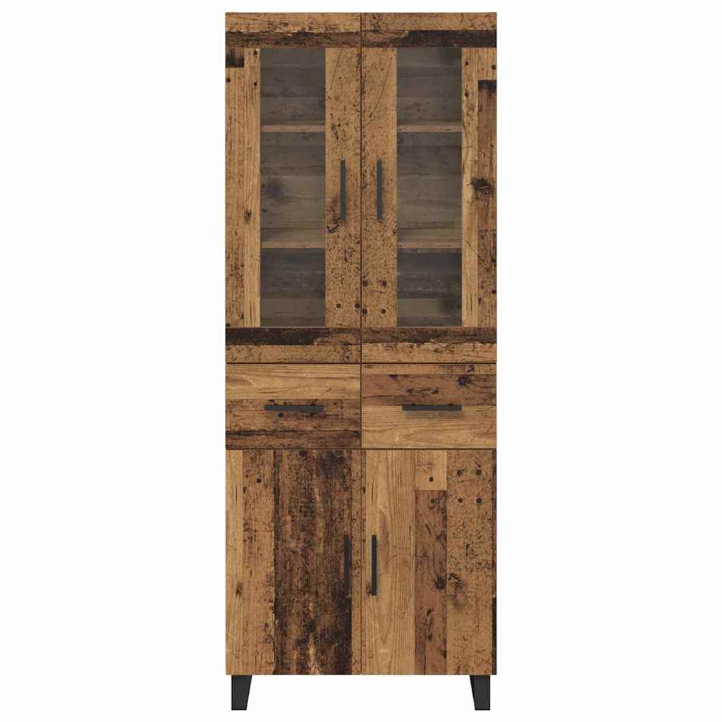 Haut Armoire 2 pcs Bois Ancien Bois Aggloméré et Verre - XIOS