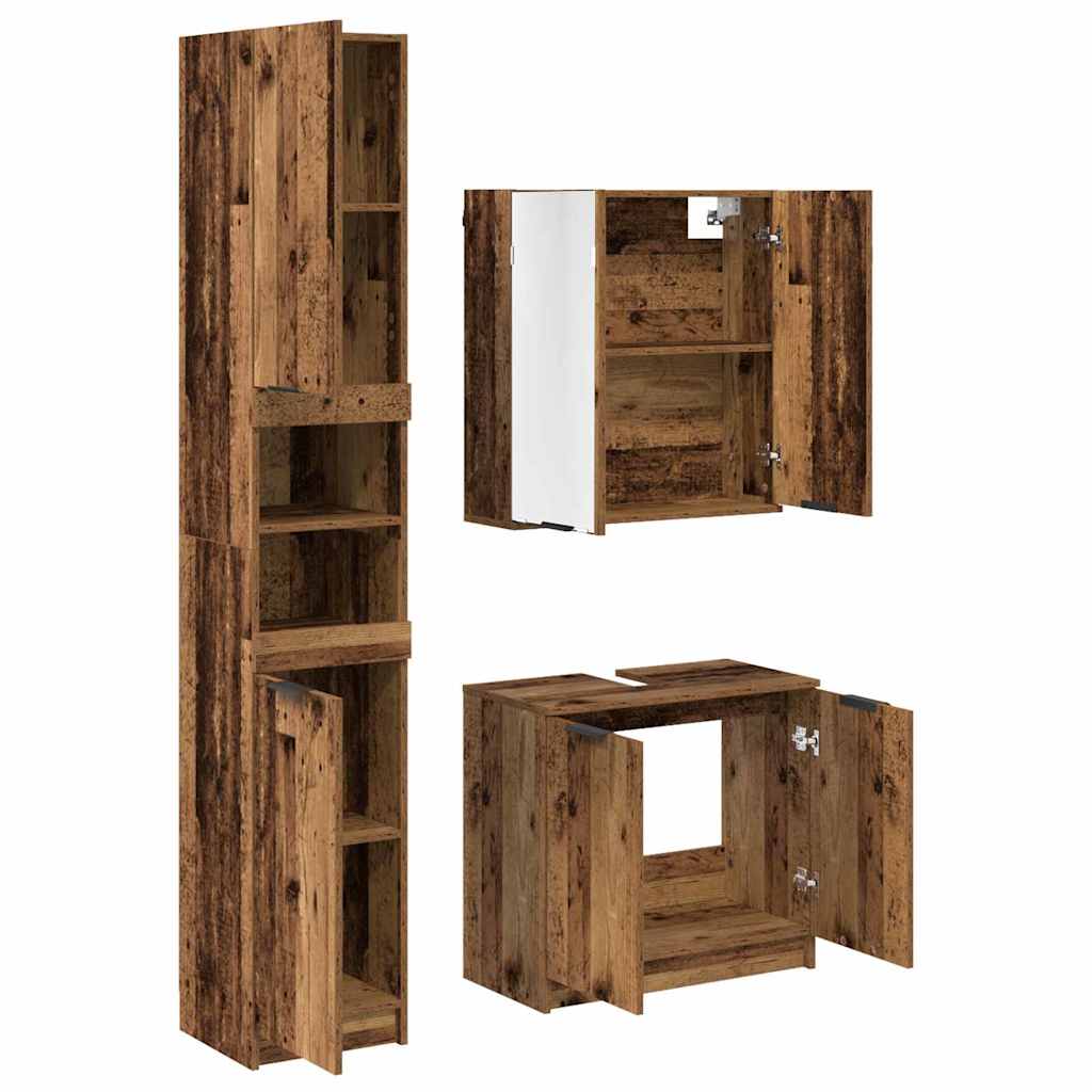 Ensemble de Meubles de Salle de Bain 3 pièces Bois Ancien