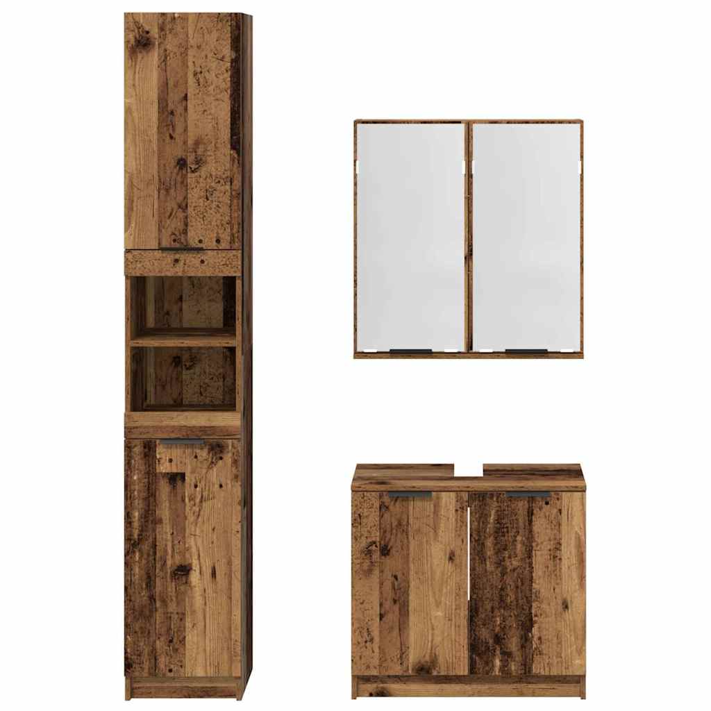 Ensemble de Meubles de Salle de Bain 3 pièces Bois Ancien