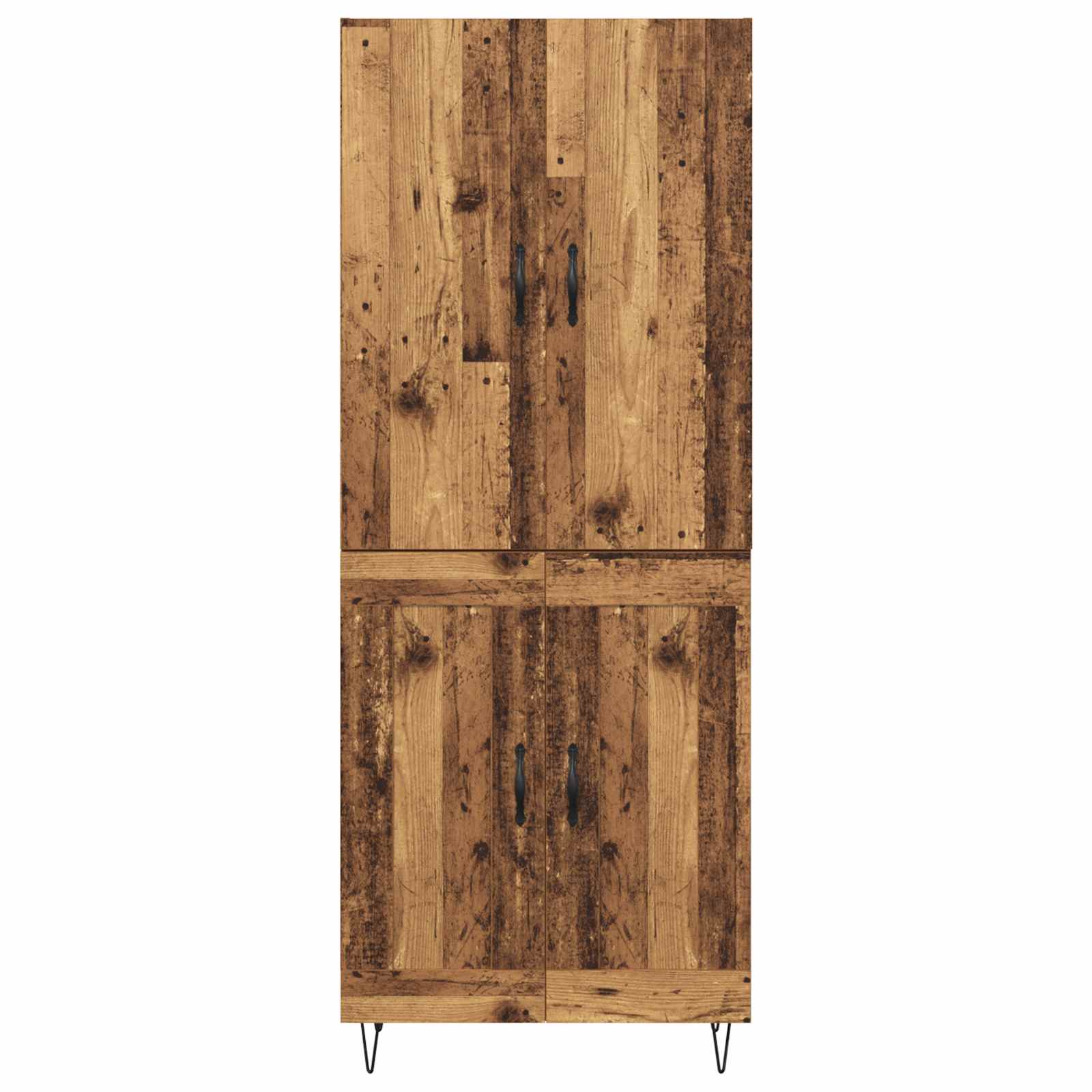 Haut Armoire 2 pcs Bois ancien Bois d'ingénierie et verre - XIOS