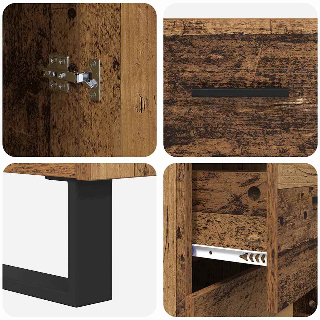 Haut Armoire 2 pcs Bois Ancien Bois Aggloméré et Verre - XIOS