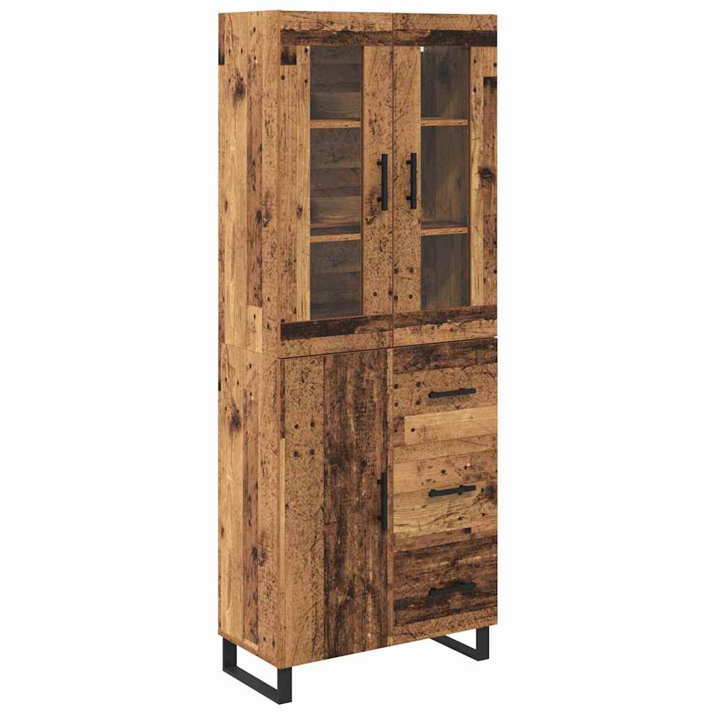 Haut Armoire 2 pcs Bois Ancien Bois Aggloméré et Verre - XIOS