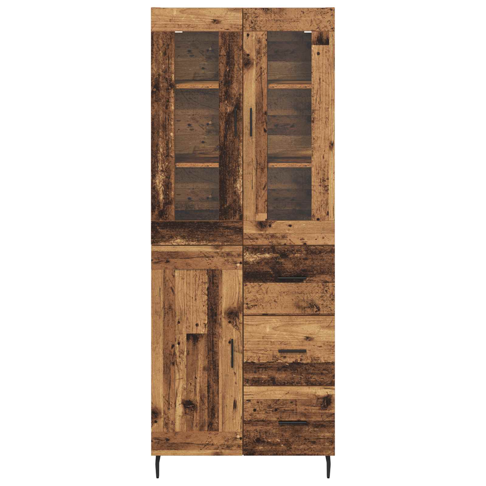Haut Armoire 2 pcs Bois Ancien Bois Aggloméré et Verre - XIOS