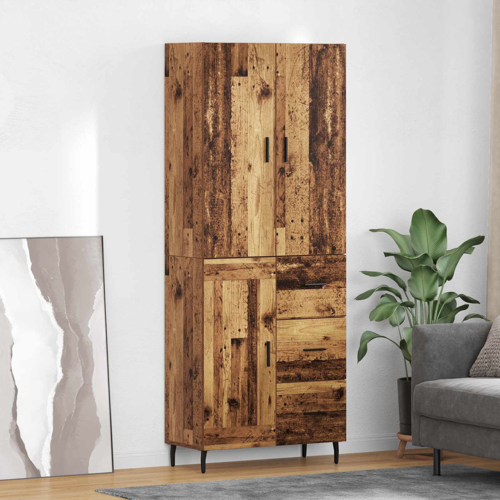 Haut Armoire avec tiroir Bois Ancien 69,5 x 34 x 180 cm - XIOS