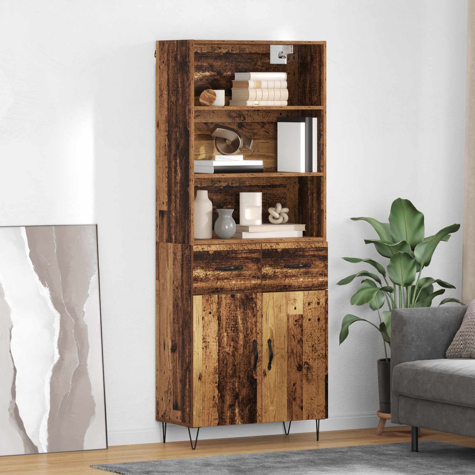 Haut Armoire Bois Ancien 69,5 x 32,5 x 180 cm Bois d'ingénierie - XIOS