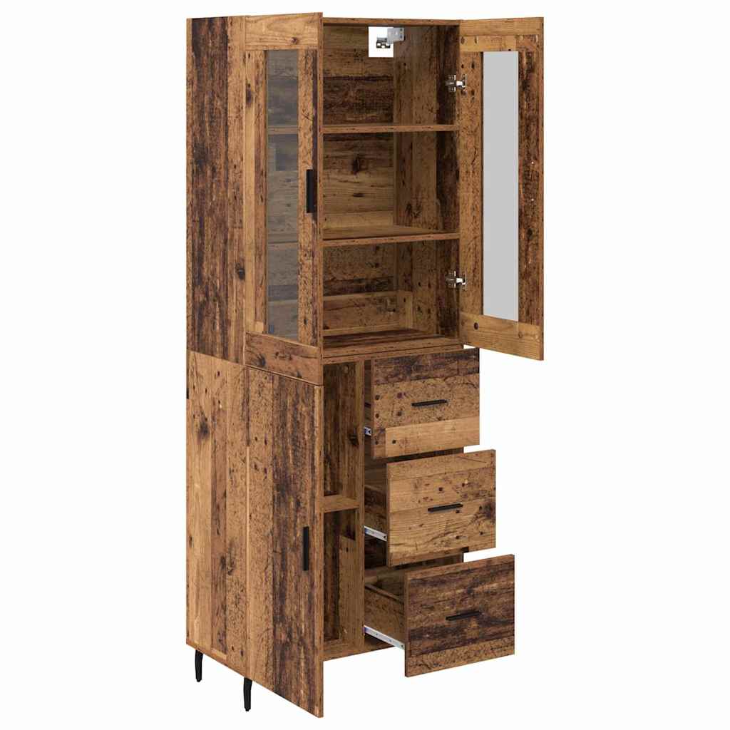 Haut Armoire 2 pcs Bois Ancien Bois Aggloméré et Verre - XIOS
