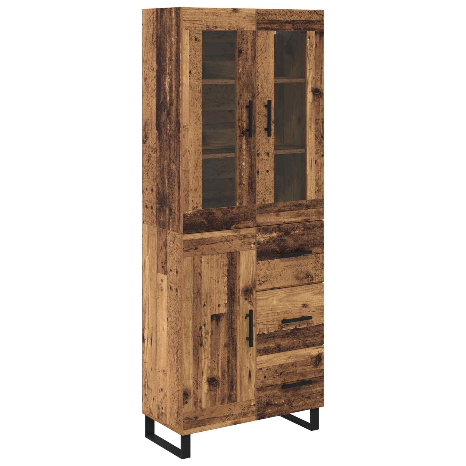 Haut Armoire 2 pcs Bois Ancien Bois Aggloméré et Verre - XIOS