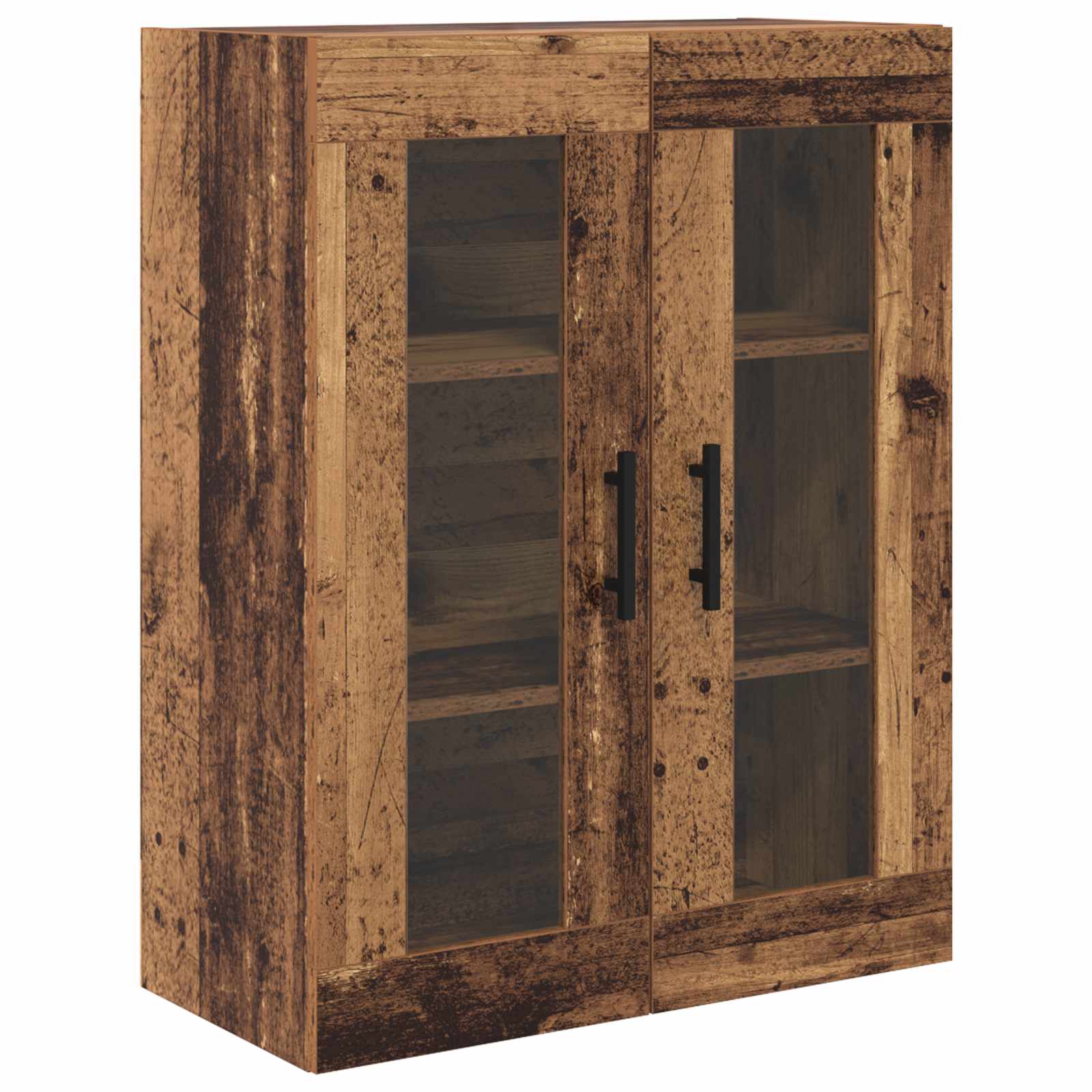 Haut Armoire 2 pcs Bois Ancien Bois Aggloméré et Verre - XIOS