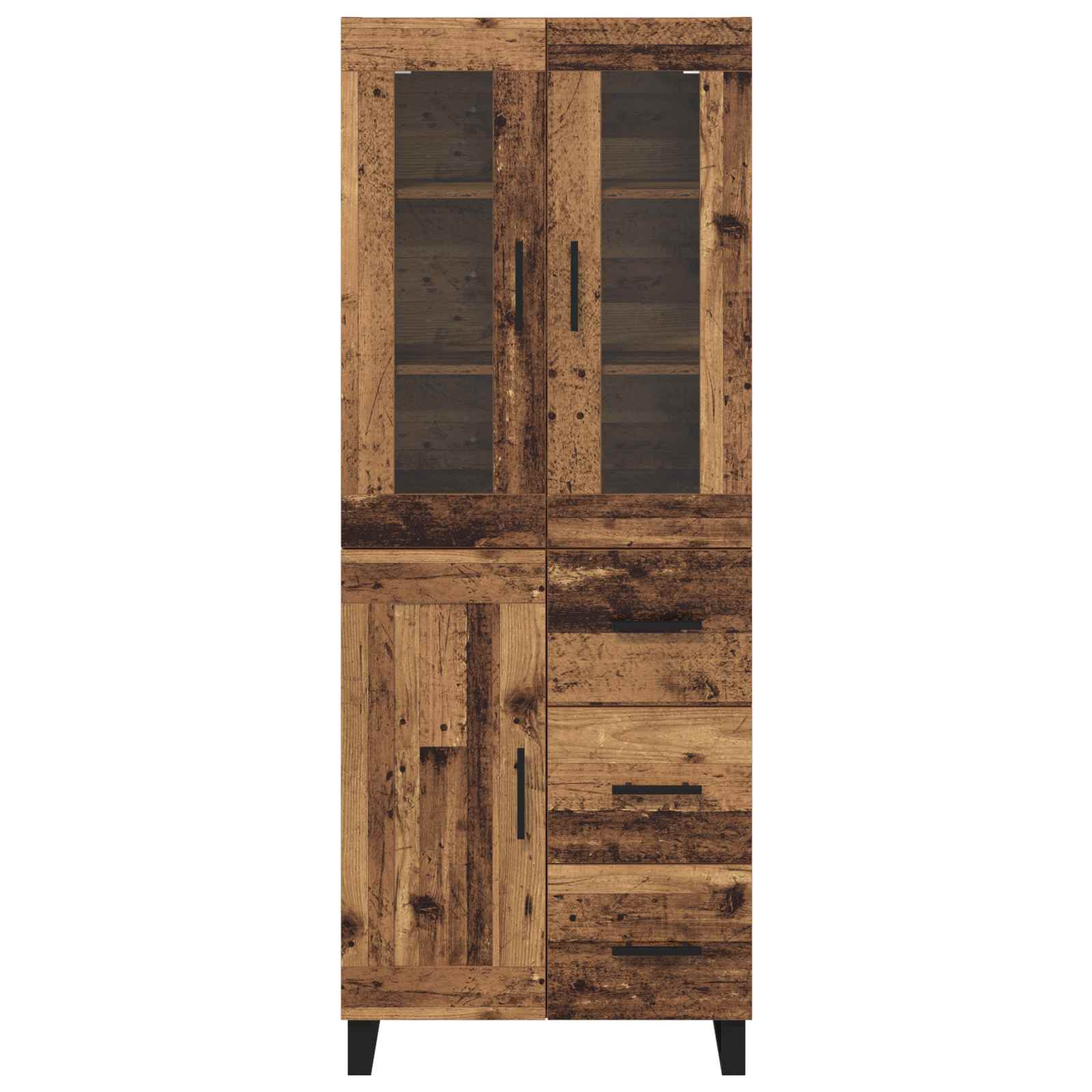 Haut Armoire 2 pcs Bois Ancien Bois Aggloméré et Verre - XIOS