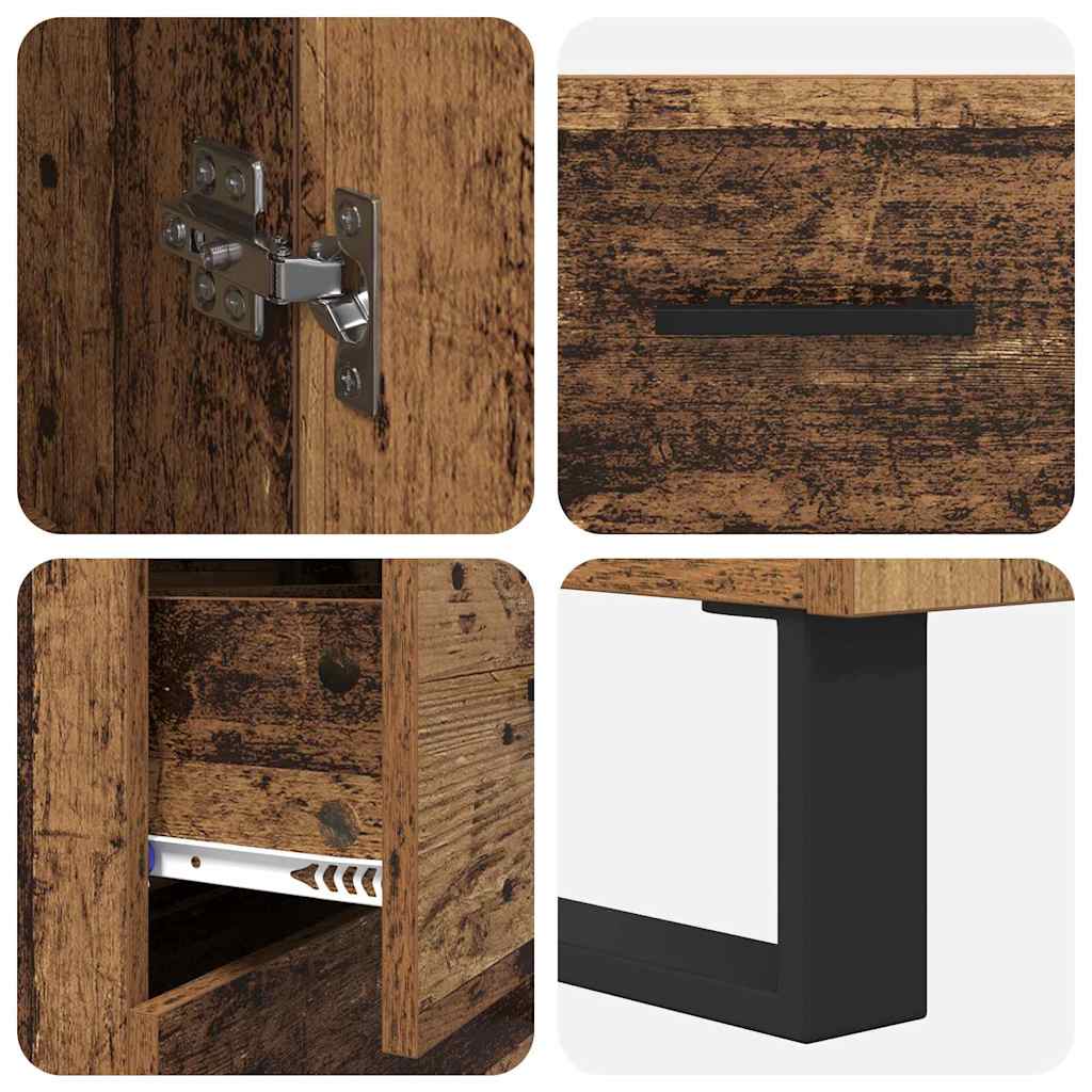 Haut Armoire 2 pcs Bois Ancien Bois Aggloméré et Verre - XIOS