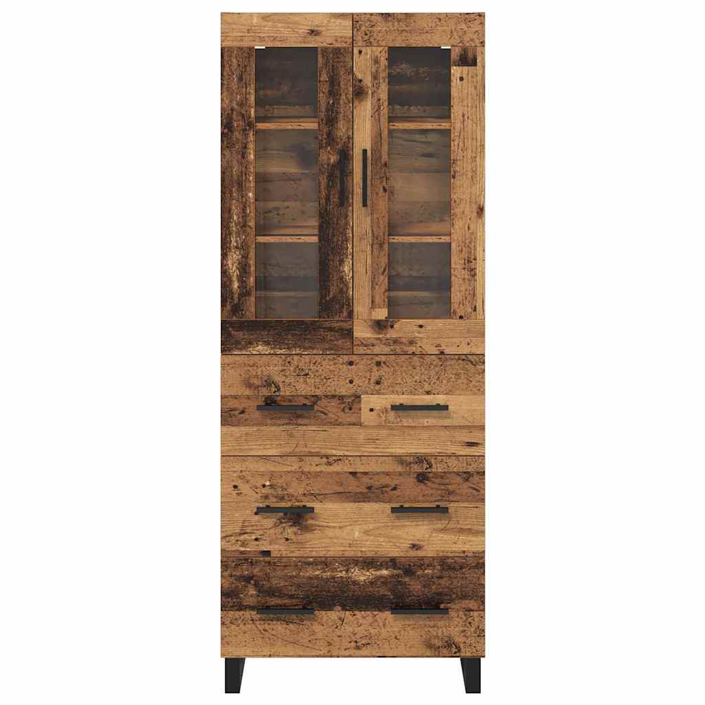 Haut Armoire 2 pcs Bois Ancien Bois Aggloméré et Verre - XIOS