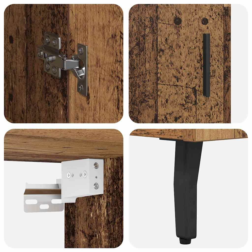 Haut Armoire 2 pcs Bois Ancien Bois Aggloméré et Verre - XIOS