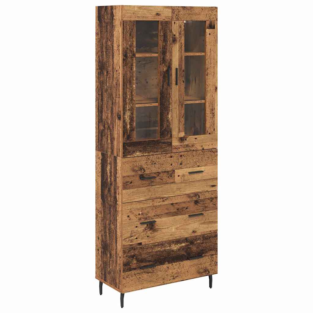Haut Armoire 2 pcs Bois Ancien Bois Aggloméré et Verre - XIOS