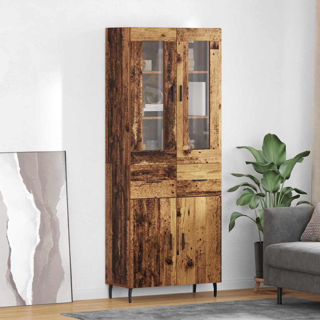 Haut Armoire 2 pcs Bois Ancien Bois Aggloméré et Verre - XIOS