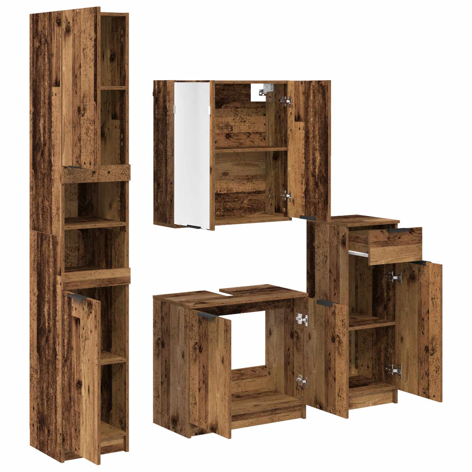 Ensemble de mobilier de salle de bain 4 pc Bois ancien