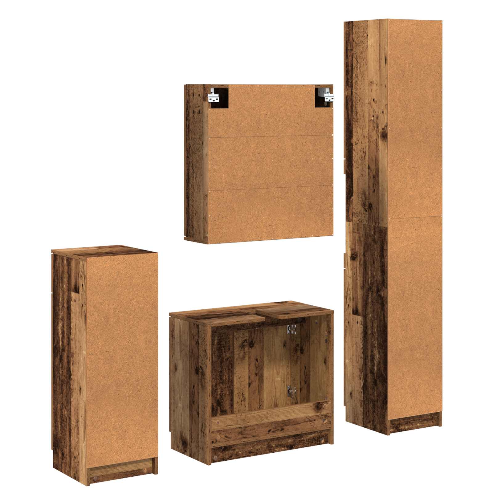 Ensemble de mobilier de salle de bain 4 pc Bois ancien