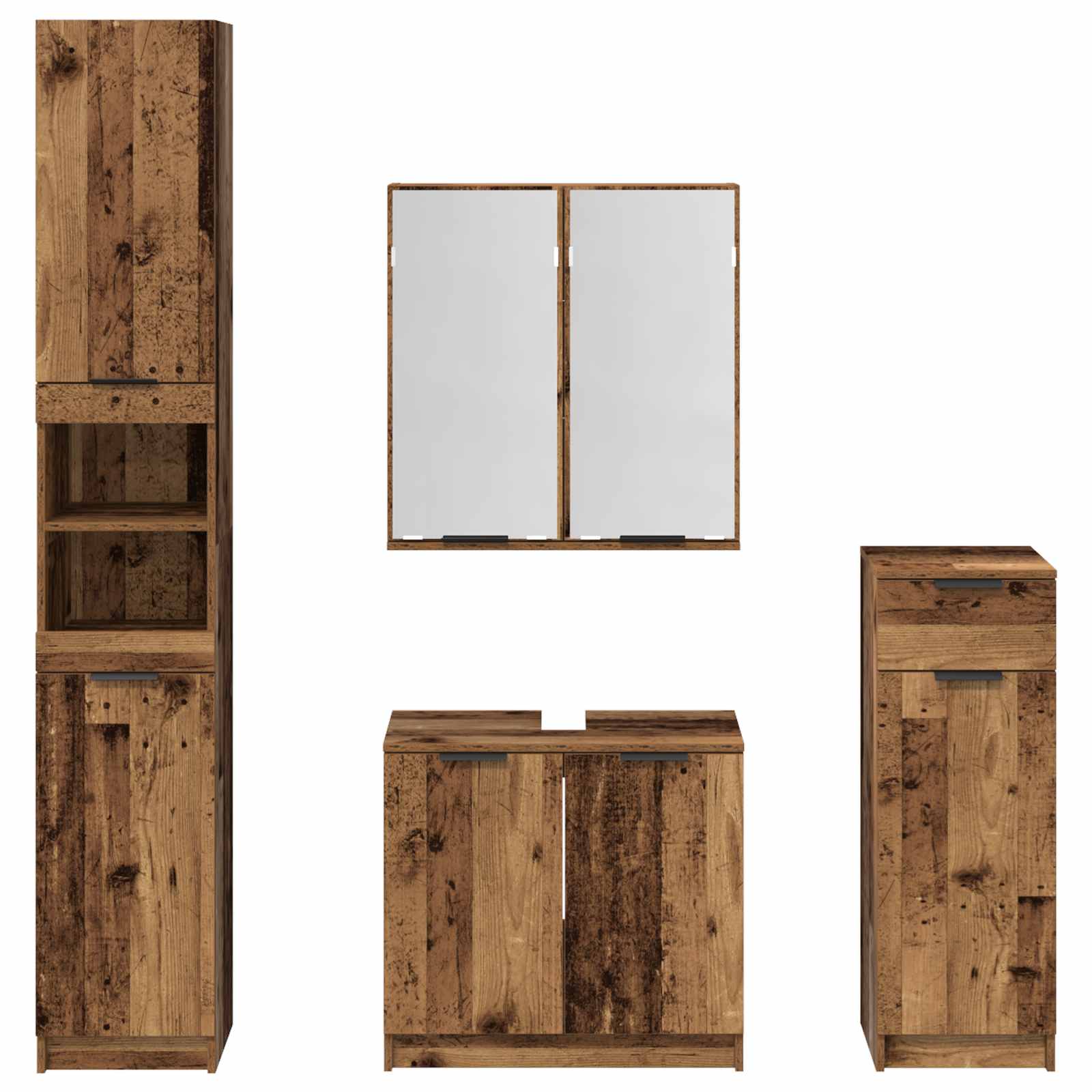 Ensemble de mobilier de salle de bain 4 pc Bois ancien