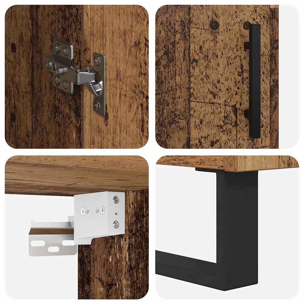 Haut Armoire 2 pcs Bois Ancien Bois Aggloméré et Verre - XIOS