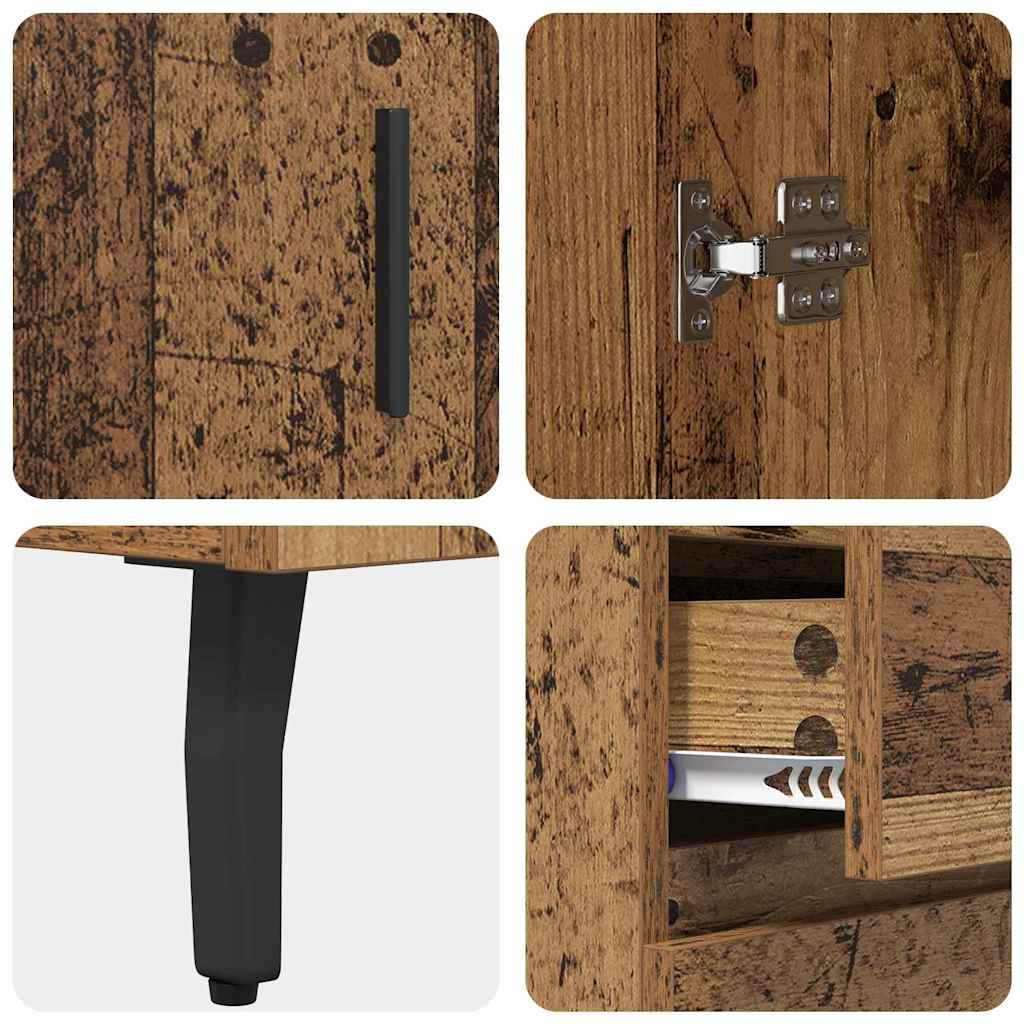 Haut Armoire 2 pcs Bois Ancien Bois Aggloméré et Verre - XIOS