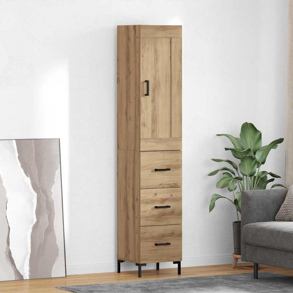 Haut Armoire avec tiroir Chêne artisanal 34,5 x 34 x 180 cm - XIOS