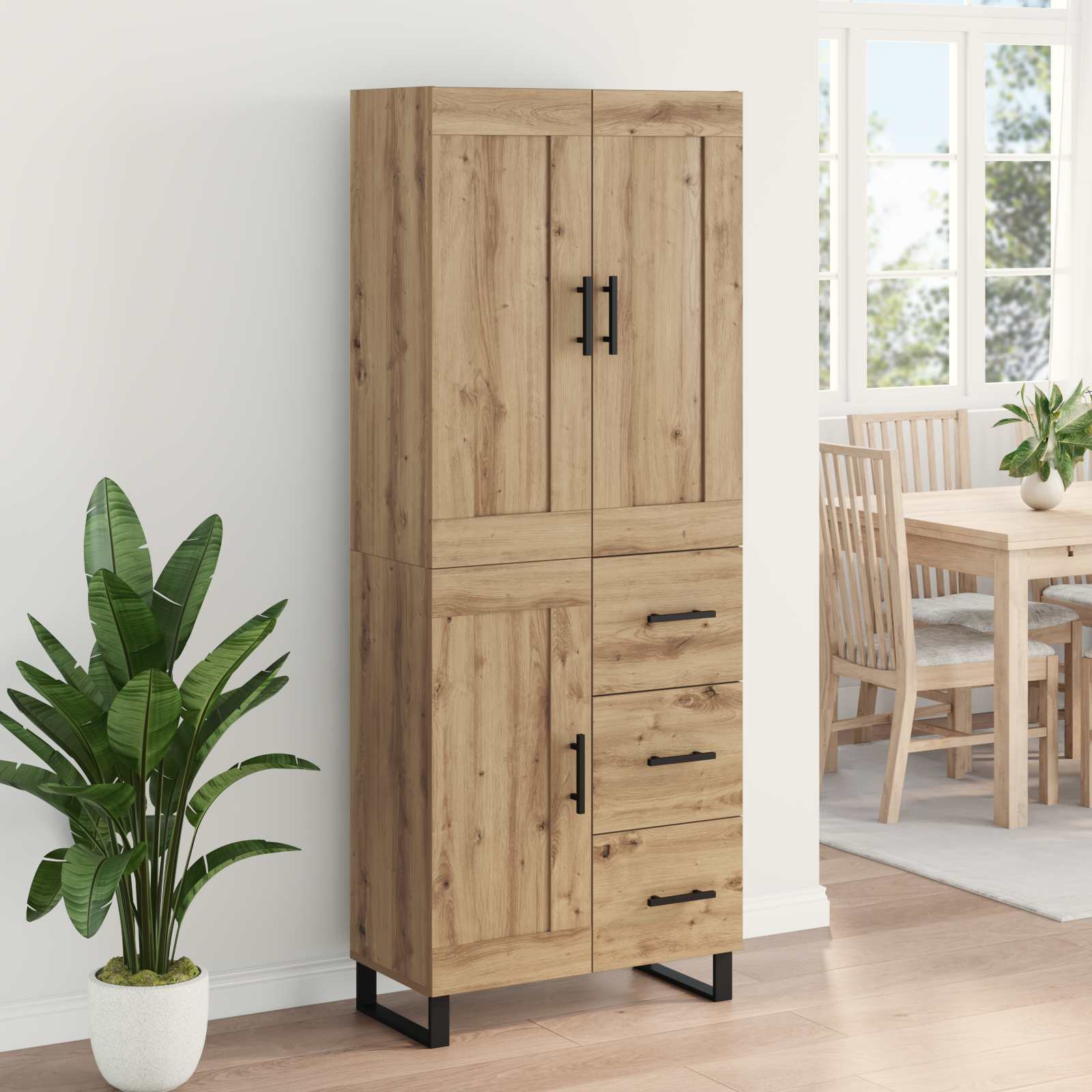 Haut Armoire 2 pcs Chêne artisanal Bois Aggloméré et Verre - XIOS