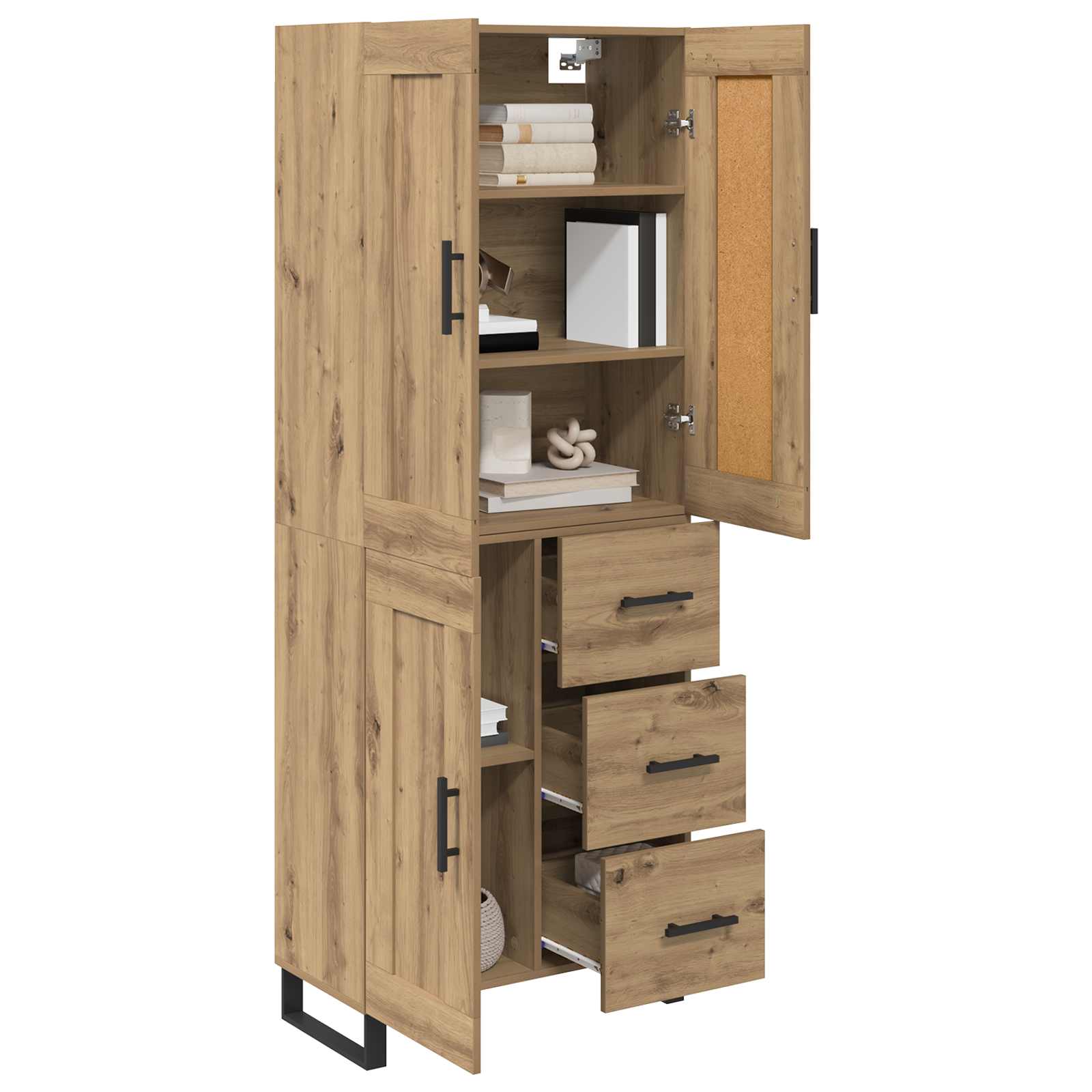 Haut Armoire 2 pcs Chêne artisanal Bois Aggloméré et Verre - XIOS