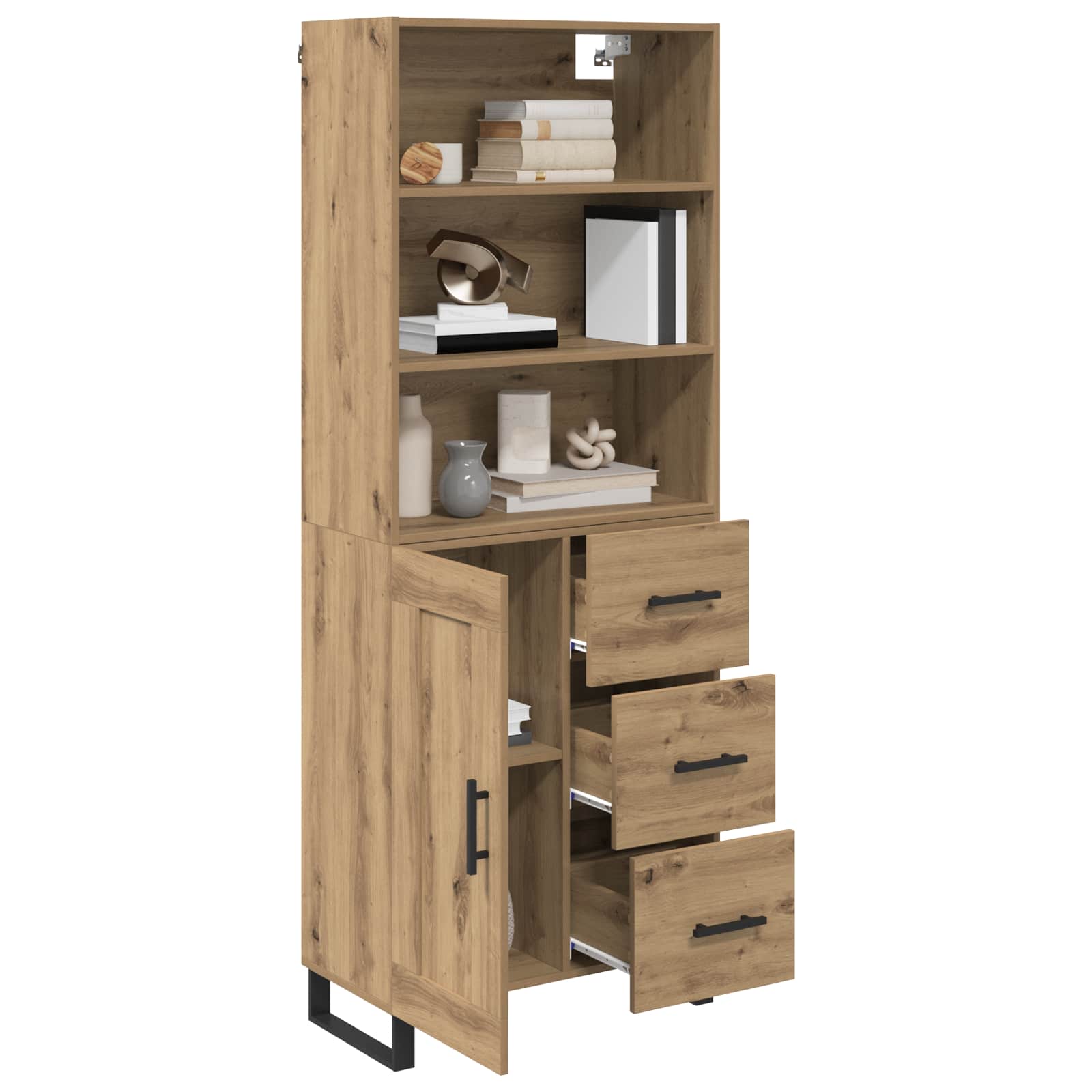 Haut Armoire avec tiroir Chêne artisanal 69,5 x 34 x 180 cm - XIOS
