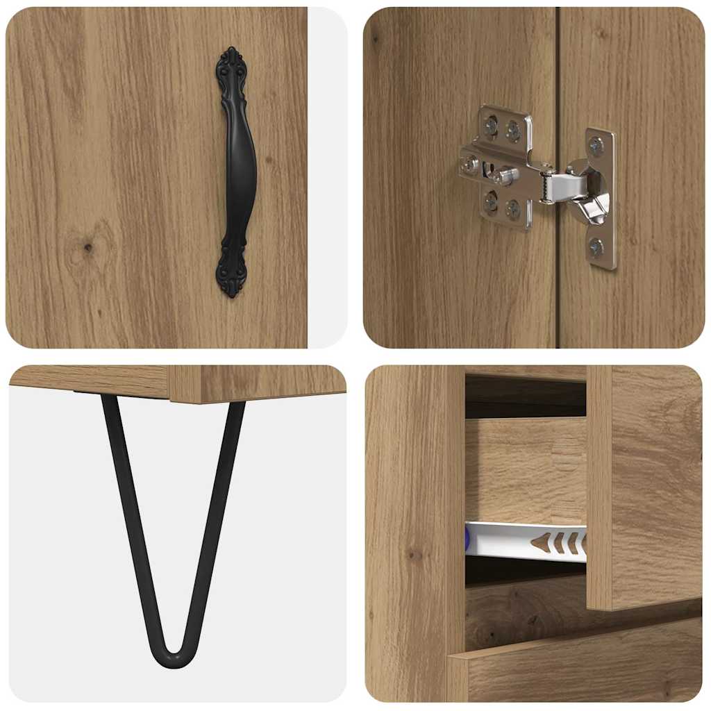 Haut Armoire 2 pcs Chêne artisanal Bois Aggloméré et Verre - XIOS