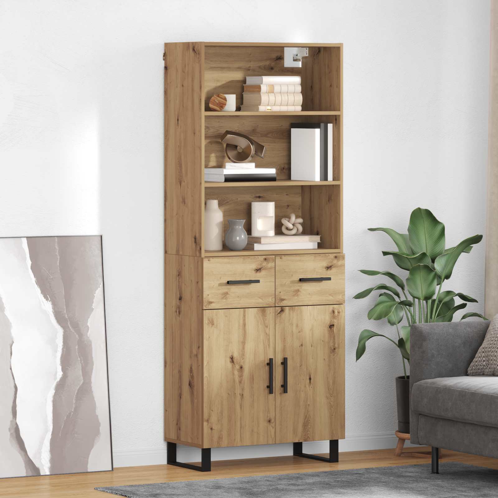 Haut Armoire avec tiroir Chêne artisanal 69,5 x 34 x 180 cm - XIOS