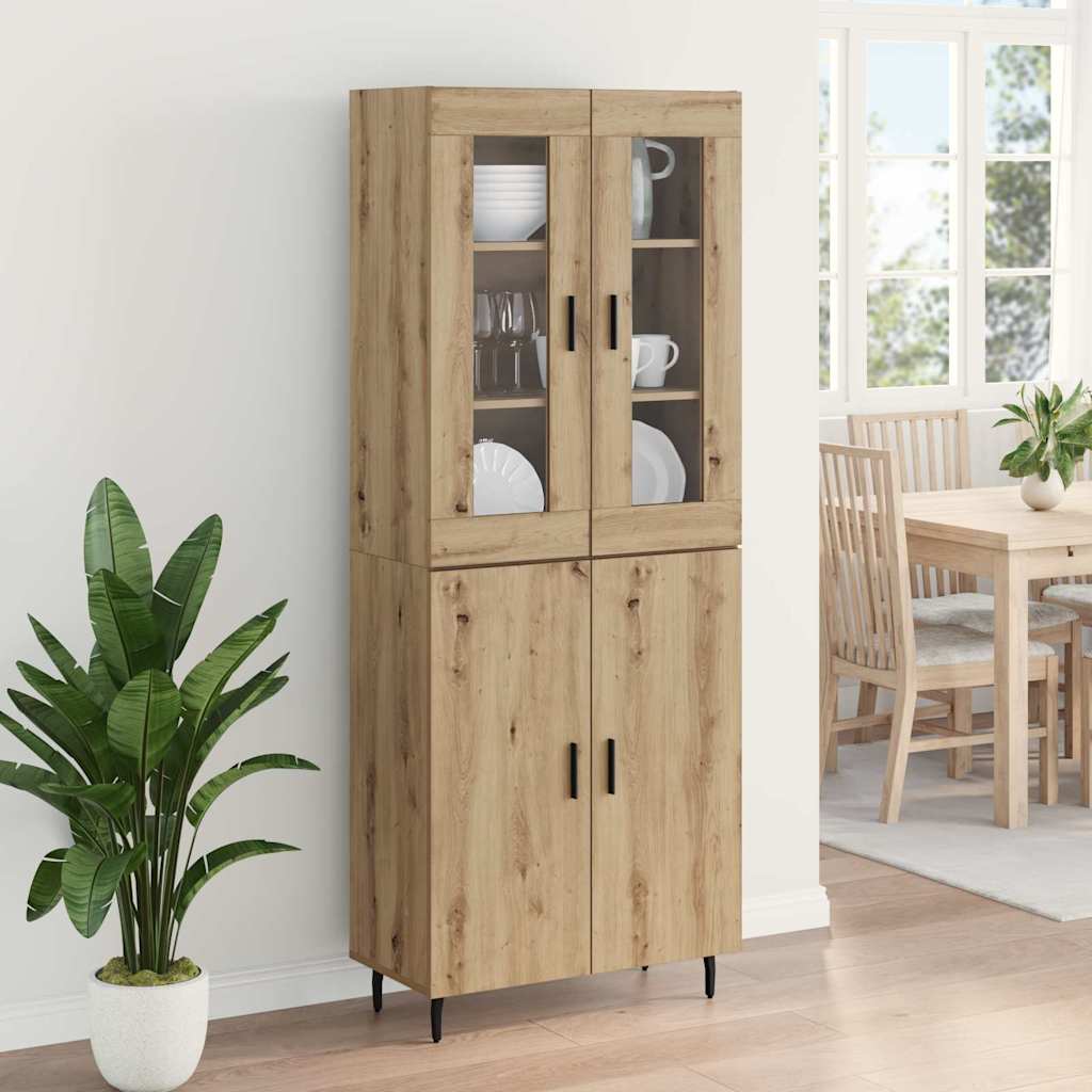 Haut Armoire 2 pcs Chêne artisanal Bois Aggloméré et Verre - XIOS