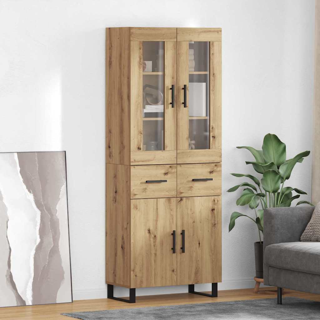 Haut Armoire 2 pcs Chêne artisanal Bois Aggloméré et Verre - XIOS