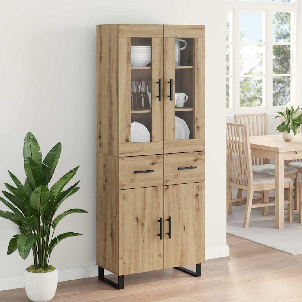 Haut Armoire 2 pcs Chêne artisanal Bois Aggloméré et Verre - XIOS