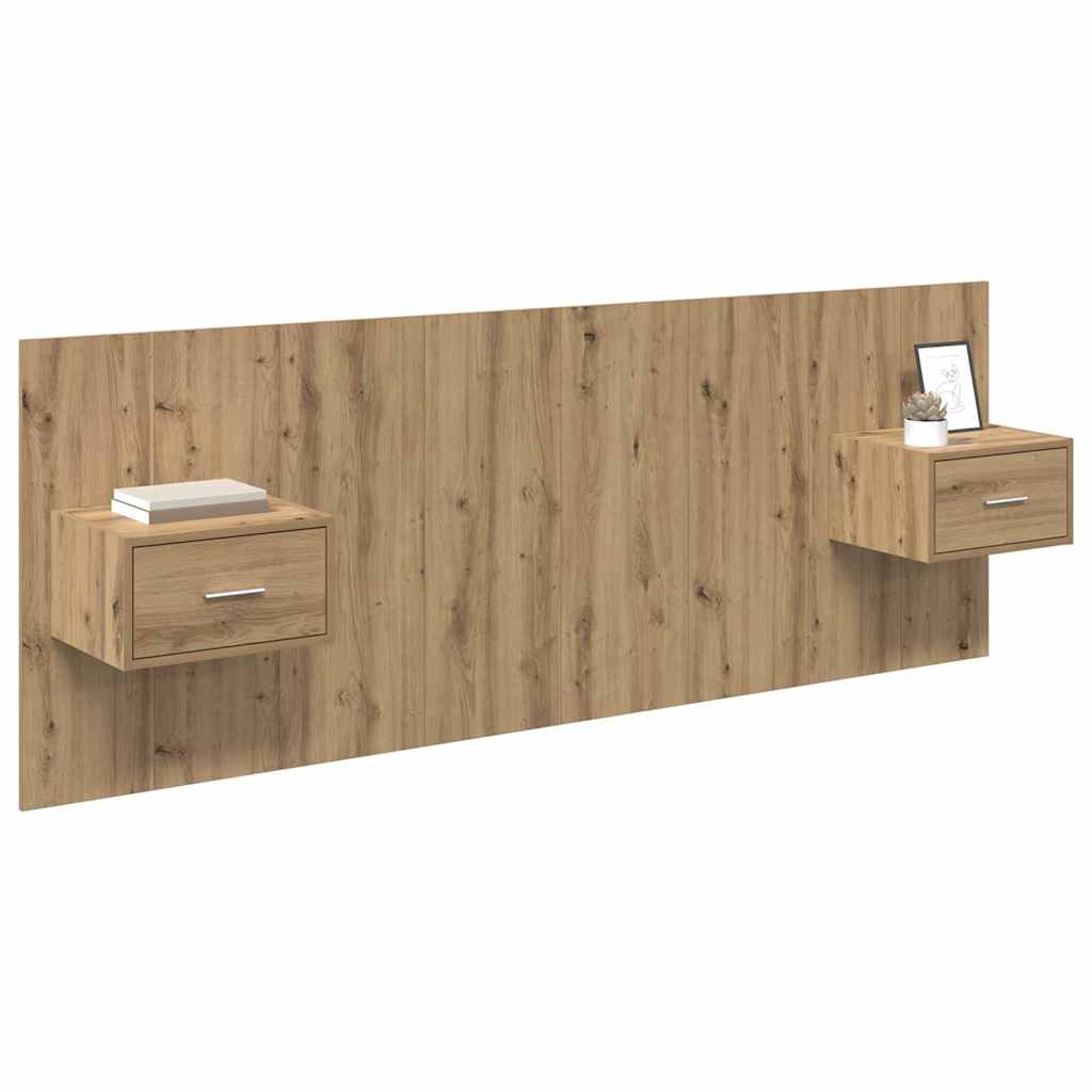 Tête de lit avec armoire avec tiroir 3 pcs Chêne artisanal - XIOS
