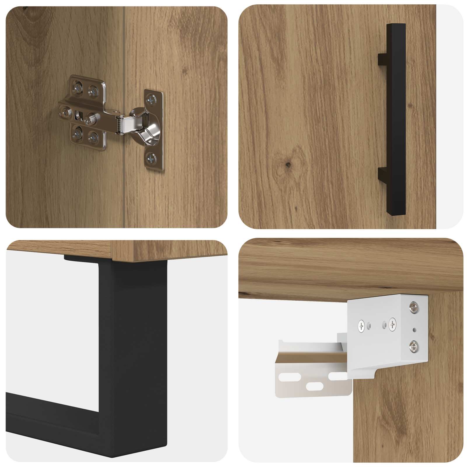 Haut Armoire 2 pcs Chêne artisanal Bois Aggloméré et Verre - XIOS