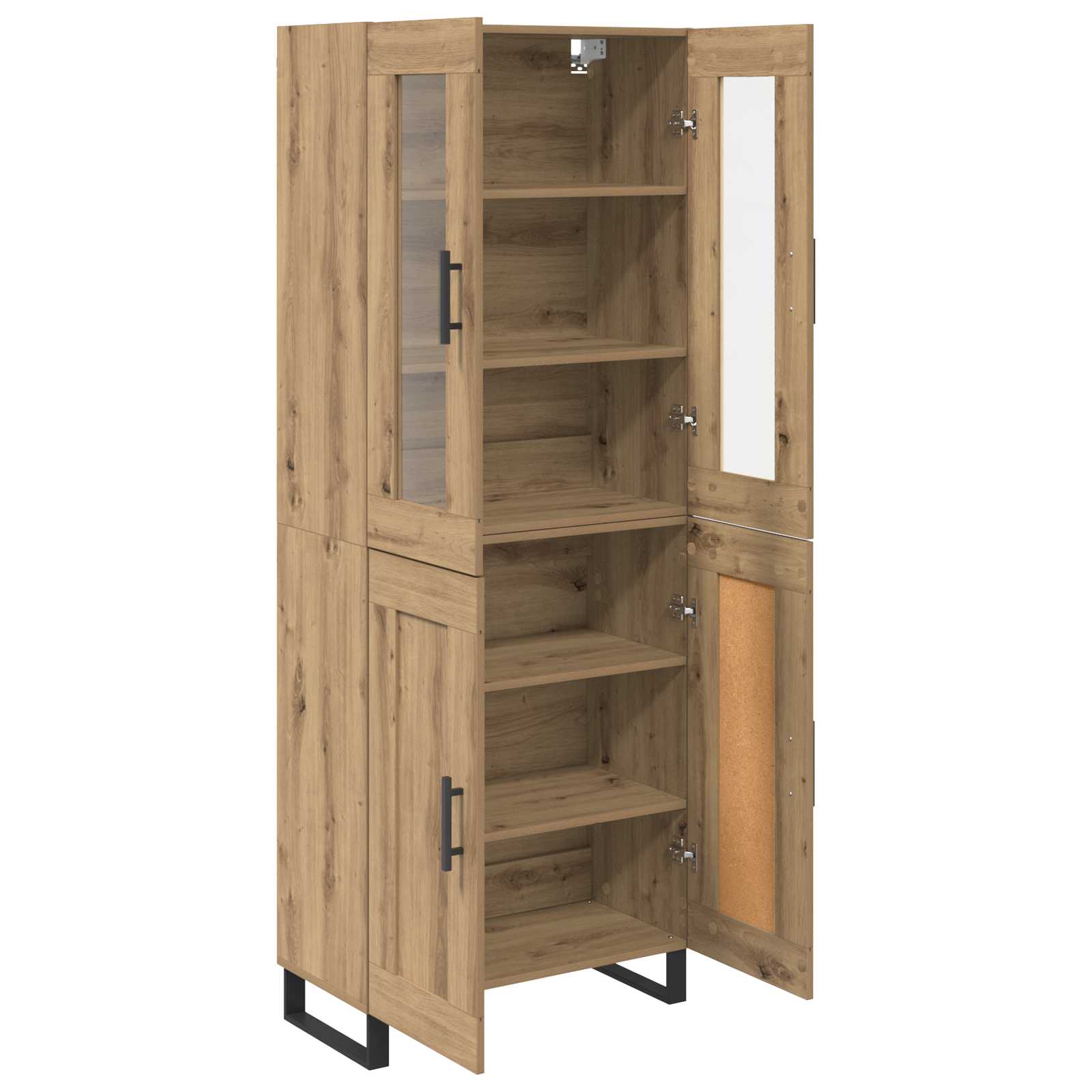 Haut Armoire 2 pcs Chêne artisanal Bois Aggloméré et Verre - XIOS
