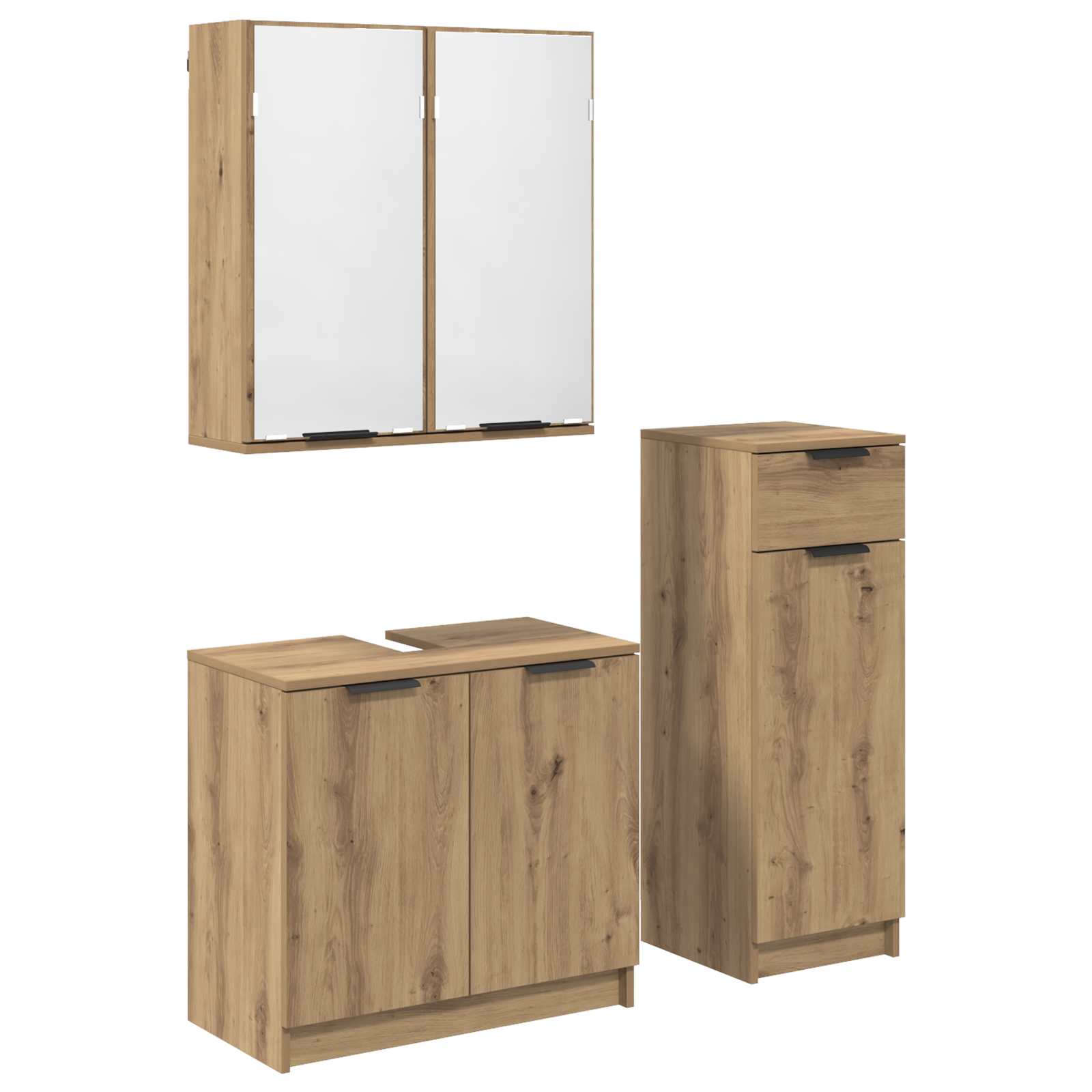 Ensemble de mobilier de salle de bain 3 pc Chêne artisanal